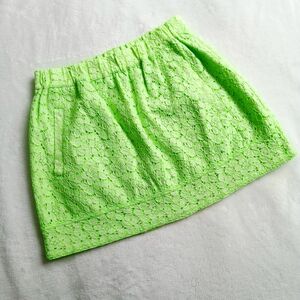 J. Crew Neon Green Floral Lace High-Rise Mini Skirt XS